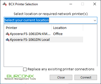 bcx printer tasks logon prompt selection.png